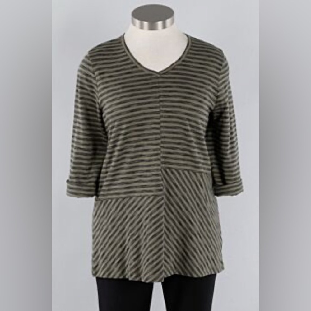 Habitat Asymmetrical Striped Tunic Top